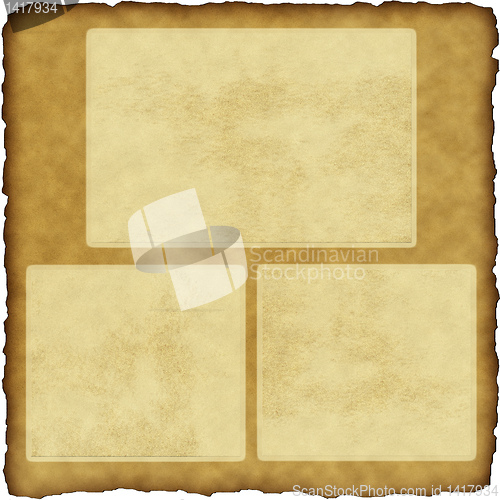 Image of vintage scrapbook old paper with frames 