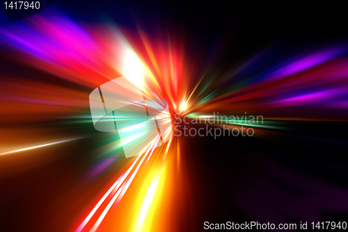 Image of abstract acceleration speed motion on night road