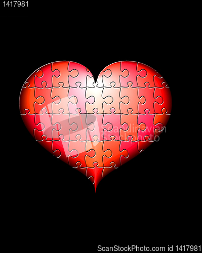 Image of abstract 3d heart of the puzzle