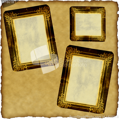 Image of vintage scrapbook old paper with frames 