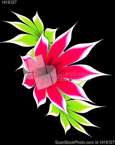 Image of abstract flower and  ribbon on a black background