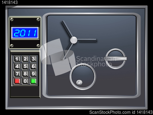 Image of steel safe and new year digital counter