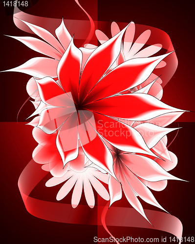 Image of abstract flower and  ribbon on a black background