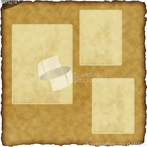 Image of vintage scrapbook old paper with frames 