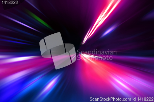 Image of abstract acceleration speed motion on night road