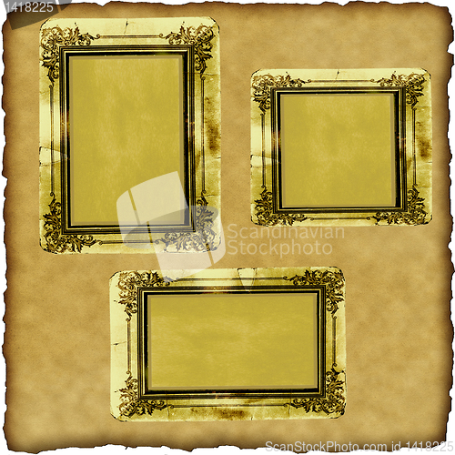 Image of vintage scrapbook old paper with frames 