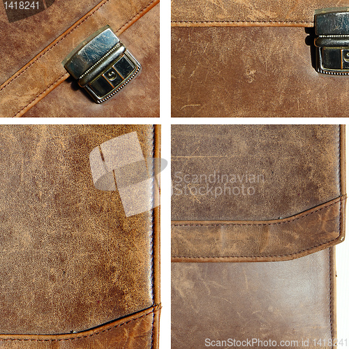 Image of set grunge leather texture briefcase