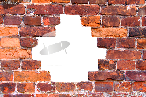 Image of hole in the old brick wall