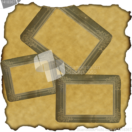 Image of vintage scrapbook old paper with frames 