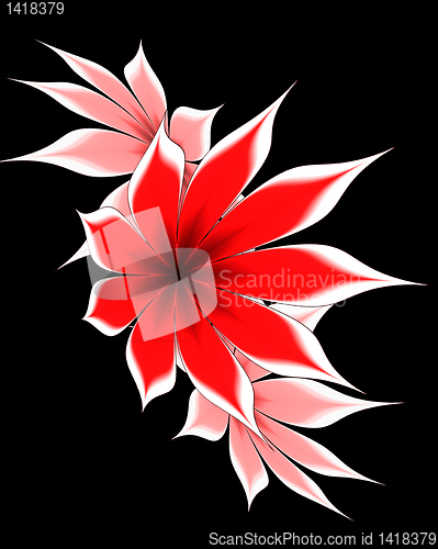 Image of abstract flower and  ribbon on a black background