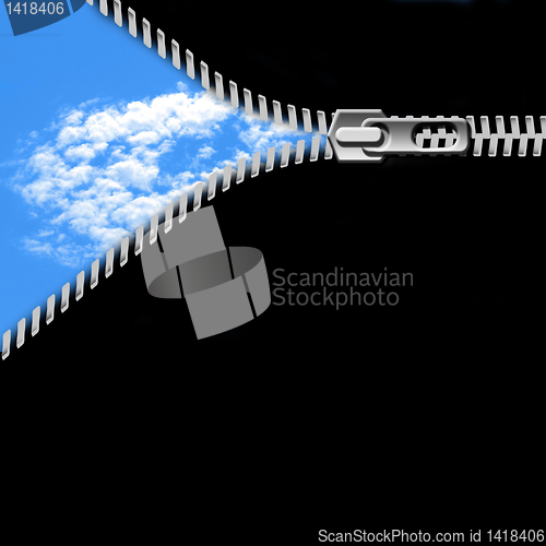 Image of sky clouds and zipper