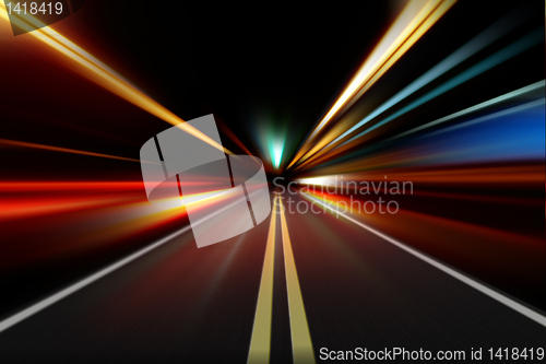 Image of abstract night acceleration speed motion 