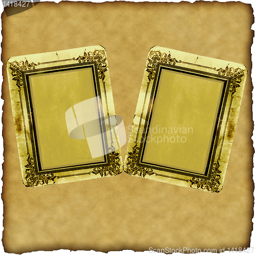 Image of vintage scrapbook old paper with frames 