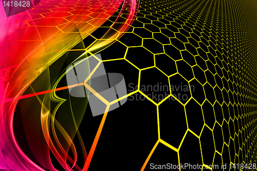 Image of gradient silhouette hexagonal grid pattern