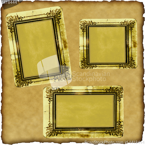 Image of vintage scrapbook old paper with frames 