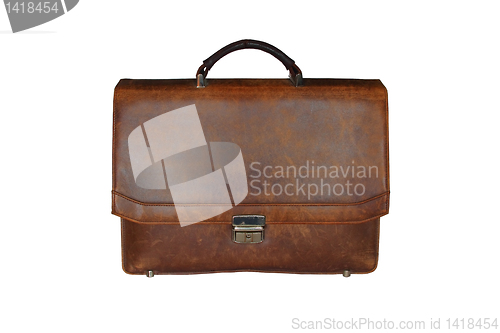 Image of old worn leather briefcase