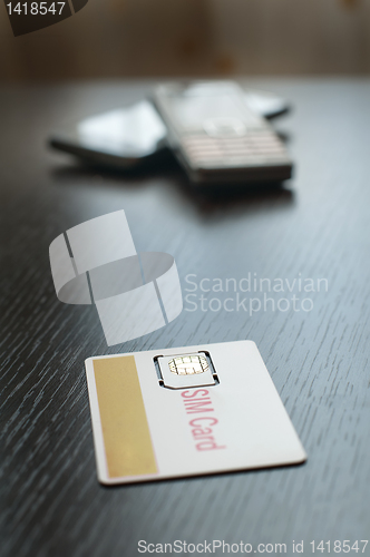 Image of SIM card and mobile phone