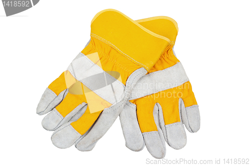 Image of Yellow working gloves, it is isolated on white