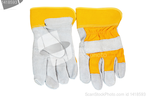 Image of Yellow working gloves, it is isolated on white