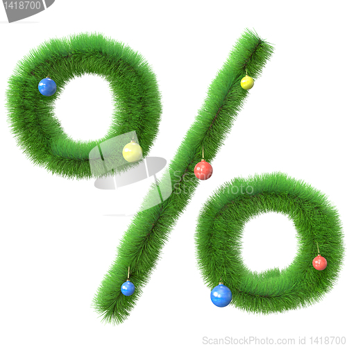Image of Percent symbol made of christmas tree branches