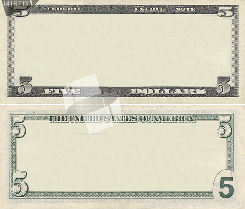 Image of Clear 5 dollar banknote pattern