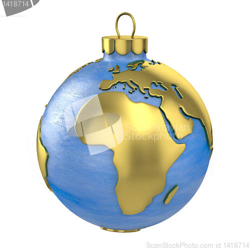 Image of Christmas ball shaped as globe or planet, Africa part