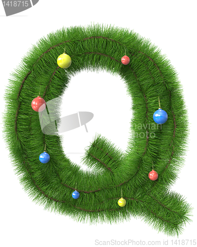 Image of Q letter made of christmas tree branches