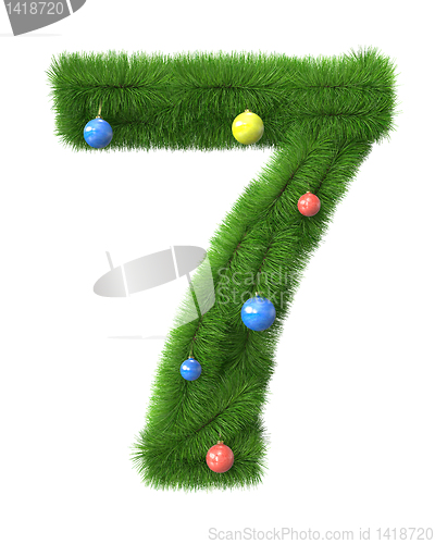 Image of 7 number made of christmas tree branches