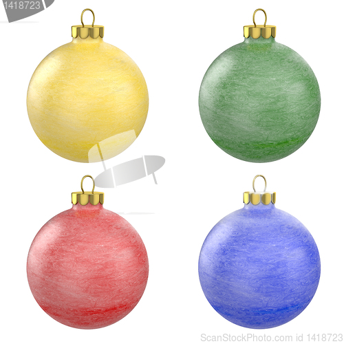 Image of Four christmas balls with frost texture