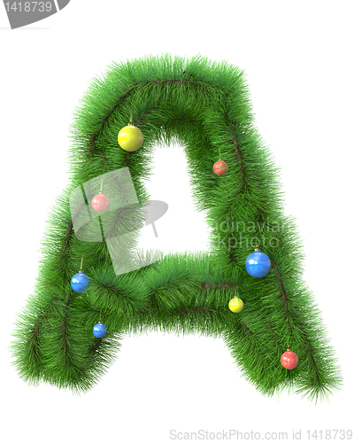 Image of A letter made of christmas tree branches