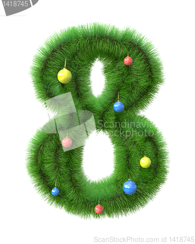 Image of 8 number made of christmas tree branches