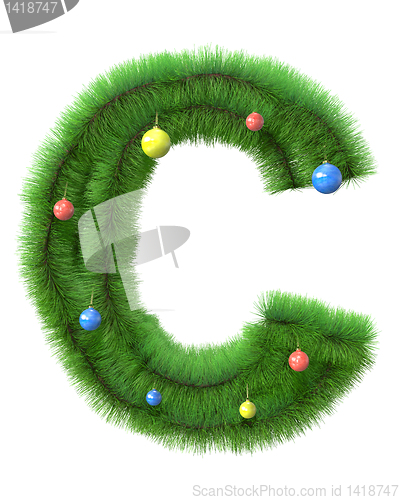 Image of C letter made of christmas tree branches
