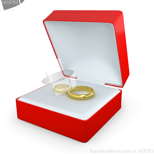 Image of Pair of wedding rings in a box