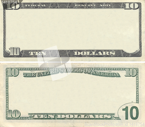 Image of Clear 10 dollar banknote pattern