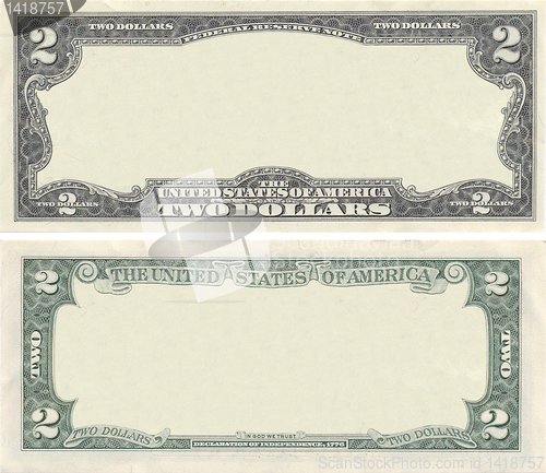 Image of Clear 2 dollar banknote pattern for design purposes