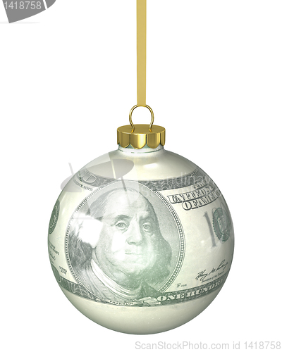 Image of Christmas ball with dollar texture