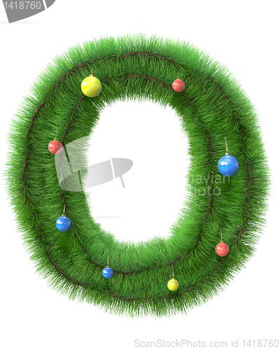 Image of O letter made of christmas tree branches