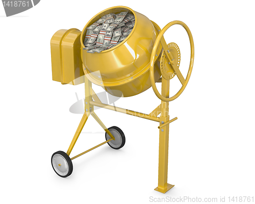 Image of Concrete mixer full of dollars