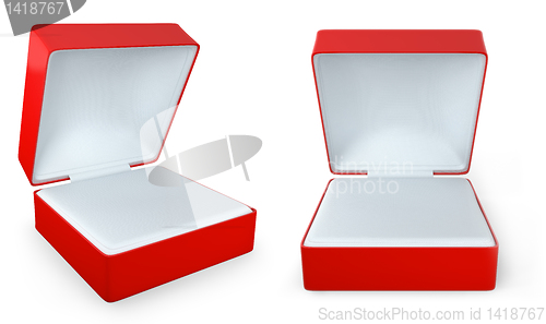 Image of Red rectangular ring box, two views