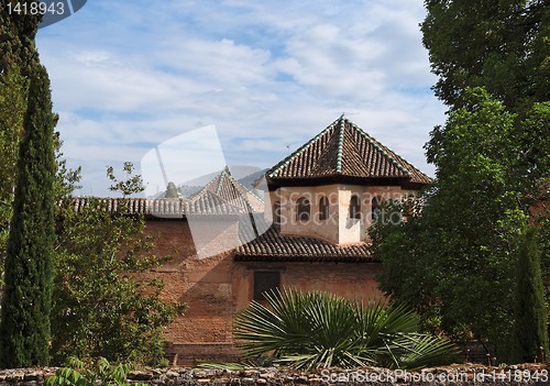 Image of Roofs of Alhambra palace seen from Alhambra gardens