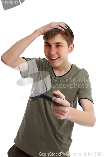 Image of Happy boy with game controller