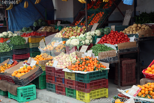 Image of Fresh fruits and vegetables on a traditional market, El-Jem, Tunisia