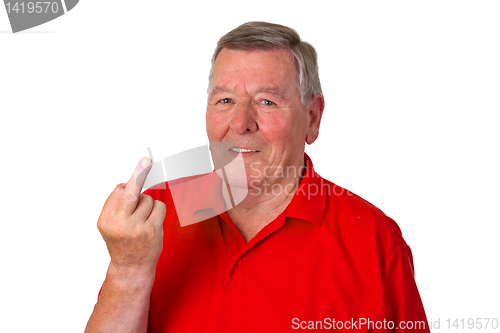 Image of Senior showing forefinger