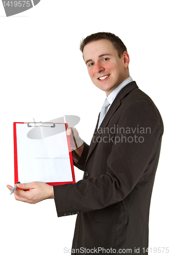 Image of Businessman with clipboard