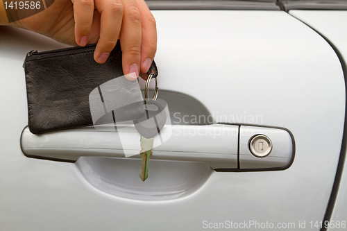 Image of Car door handle and lock