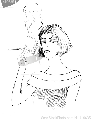 Image of woman smoking a cigarette