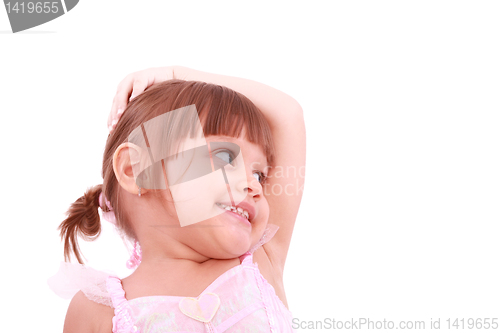 Image of beauty baby face on white background - 3 years old 