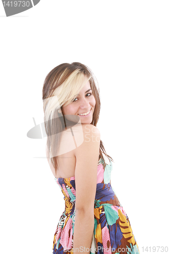 Image of Close-up portrait of a beautiful teenage girl smilling 