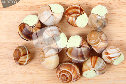 Image of snails as nice french gourmet food background