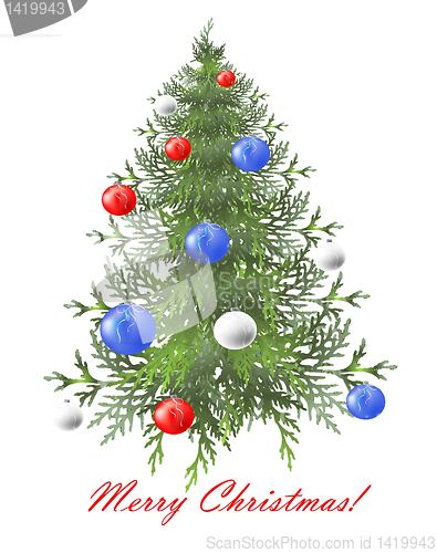 Image of Christmas card.    Christmas background with christmas tree.